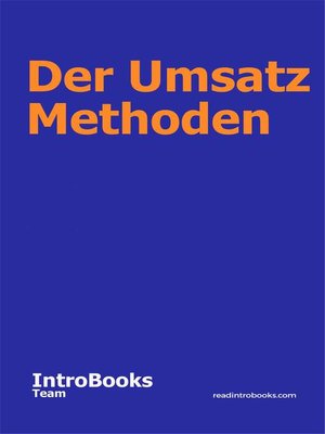 cover image of Der Umsatz Methoden